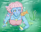 Waist up, rendered, scene + props (fish)! (£30)